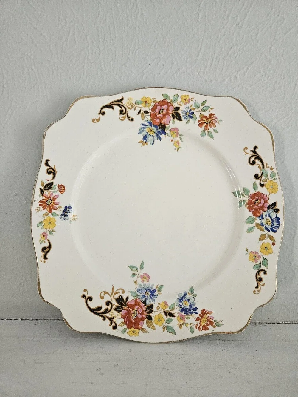 Vintage Royal Staffordshire Arthur J.Wilkinson Romney Floral Square Plate